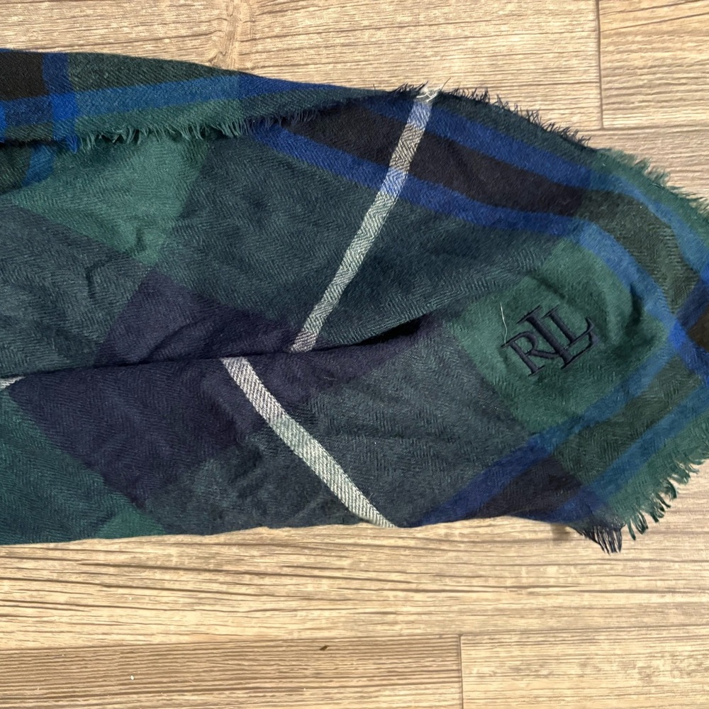 Ralph Lauren RLL Green & Navy Plaid Scarf